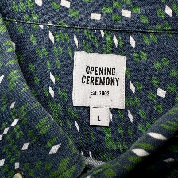 Opening Ceremony Men's Button Down Casual Shirt Geometric Pattern AOP Size Large - Picture 2 of 7